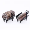 Miniature Bonfire Black Metal Firewood Rack Model For Dollhouse Fireplace Scene Decoration Accessories 1