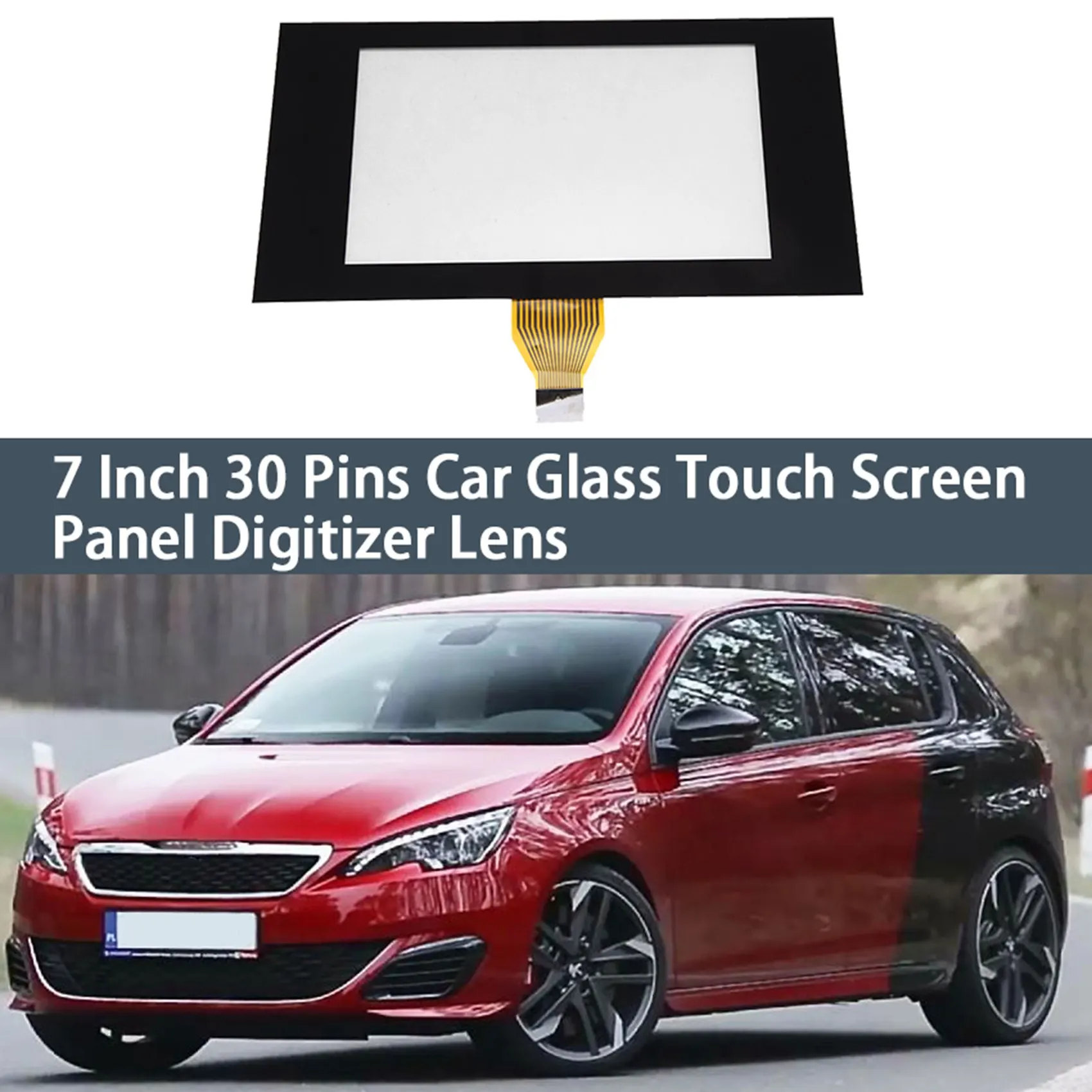 

7-дюймовая 30-контактная Автомобильная стеклянная сенсорная панель с дигитайзером и объективом для Peugeot 308 308S 408, автомобильное радио, DVD-плеер, GPS-навигация