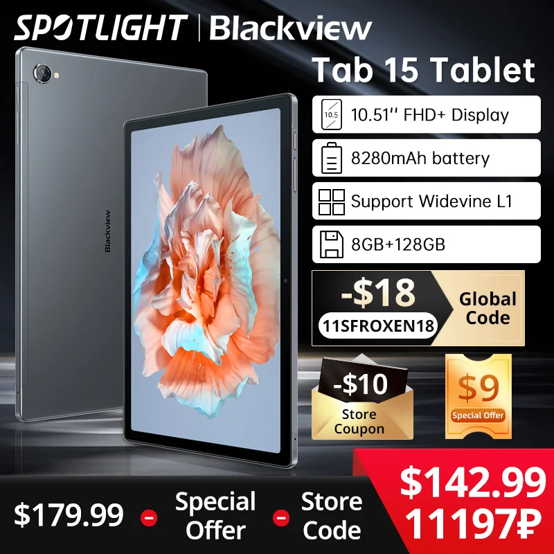 【العالم الأول 】 blackview Tab 15 اللوحي الوسادة ثماني النواة Unisoc T610 8280mAh 10.51 ''FHD + عرض أندرويد 12 13MP كاميرا 4 مكبرات الصوت - 