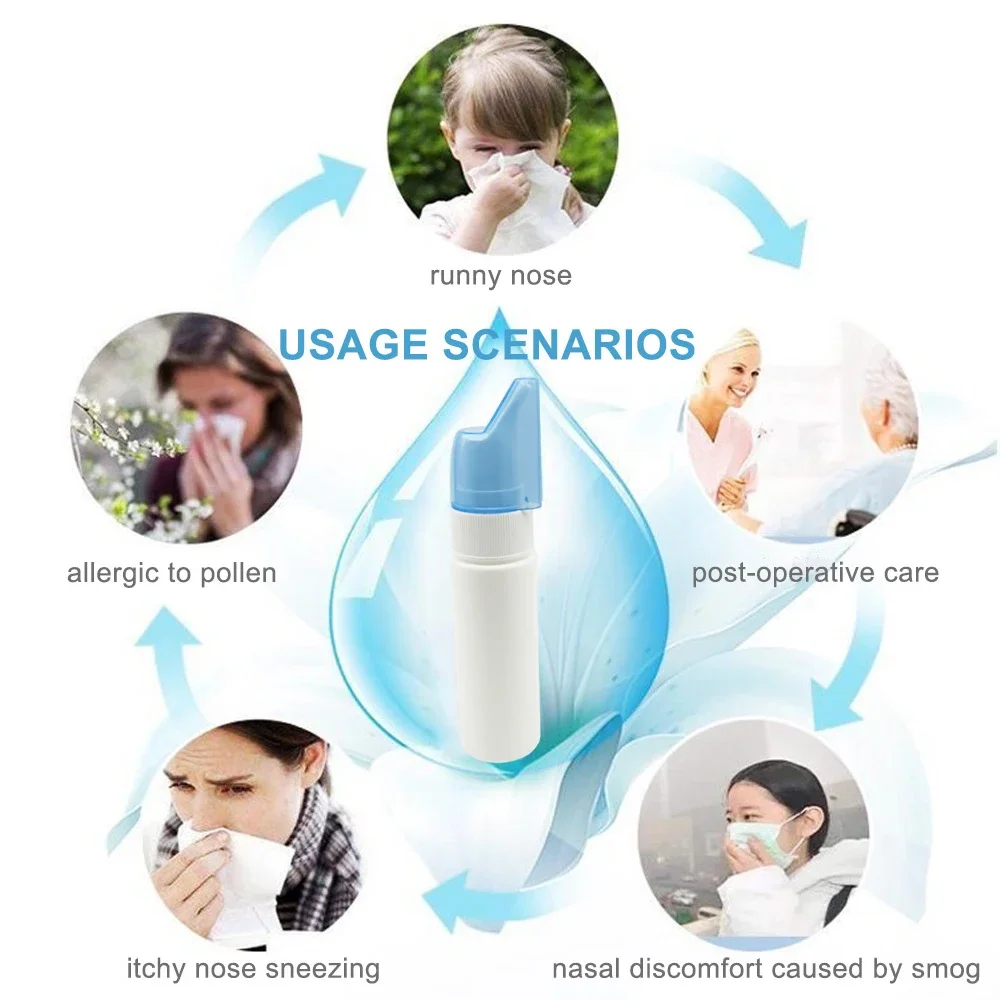 70ml Nasal Sprayer Empty Bottle Clear Plastic Rhinitis Nasal Anti Allergic Cleaning Spray Press Type Nose Washing Spray Bottle