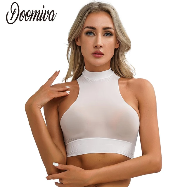 Sexy Womens See Through Crop Top Sheer Transparent Mock Neck Mesh Bra  Sleeveless Tight Cami Vest Ladies Tank Top Party Clubwear - AliExpress