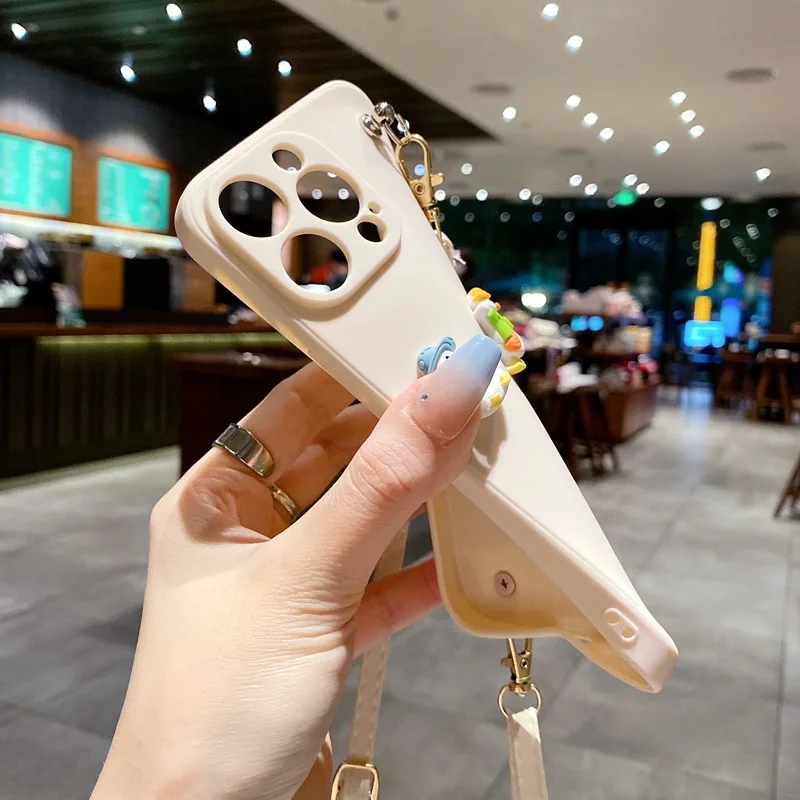 Cute Silicone Phone Case For Iphone With Animal Cartoon Lanyard_voghion.com