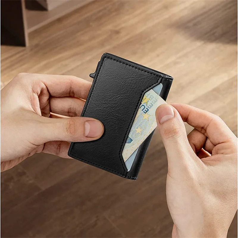맞춤형 로고 신용 은행 카드 홀더, Rfid 스마트 지갑, 가죽 지갑 카드 홀더, 남성 선물 카드 케이스, 도난 방지 지갑