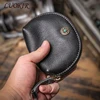 LUOKIR High Grade Real Leather Coin Purse Men's Fashion Key Bag Women Luxury Small Wallet Bank Card Bluetooth Headset Organizer 1