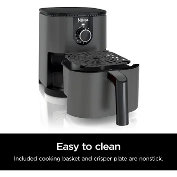Ninja AF080 Mini Air Fryer, 2 Quarts Capacity, Compact, Nonstick, with Quick Set Timer, Grey 2