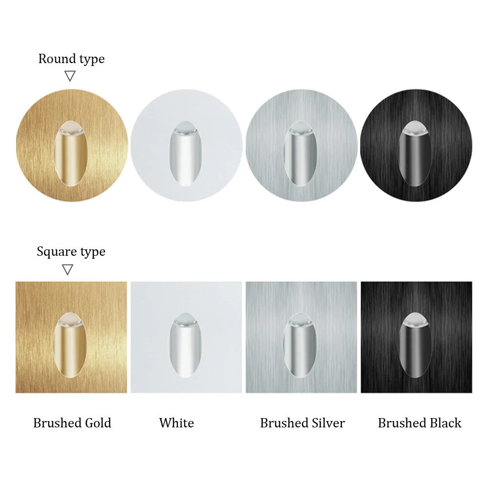 Led Stair Light Aluminum Recessed Square Round Wall Lamp 1W 3W Step Pathway Corner Sconce Staircase AC85-265V Night Lighting Led Light Led Wall Lamp Wall Light