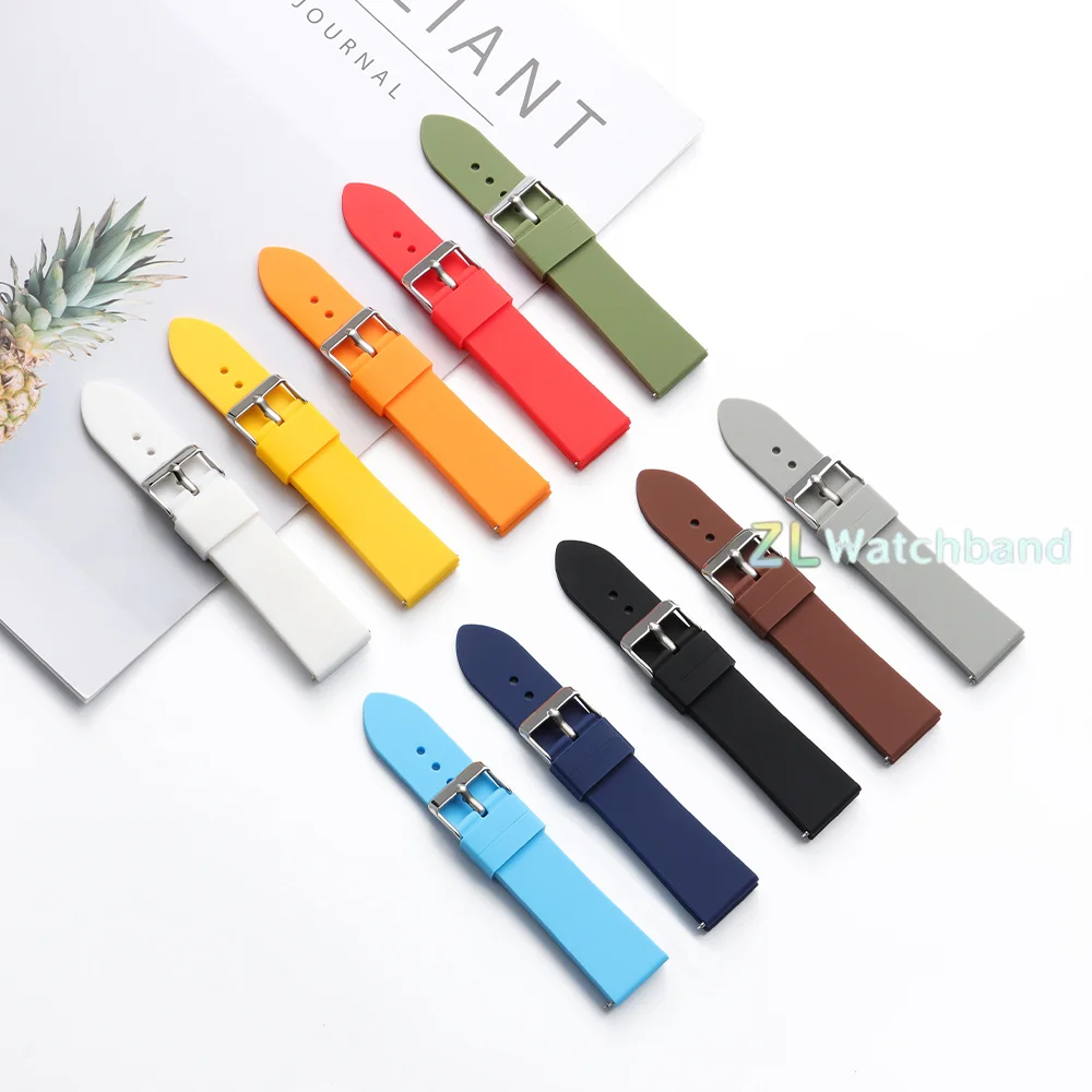 Universal Quick Release Waterproof Silicone Watch Band - Soft Rubber Replacement Strap
