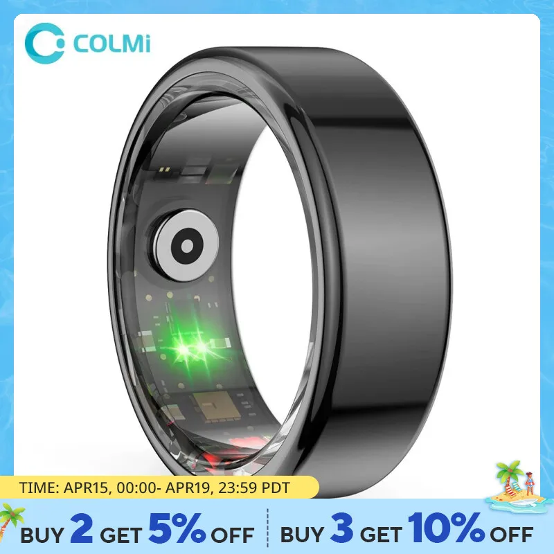 COLMI 스마트 링 군용 등급 티타늄 스틸 쉘, 건강 모니터링, IP68 및 3ATM 방수, 멀티 스포츠 모드, R02 