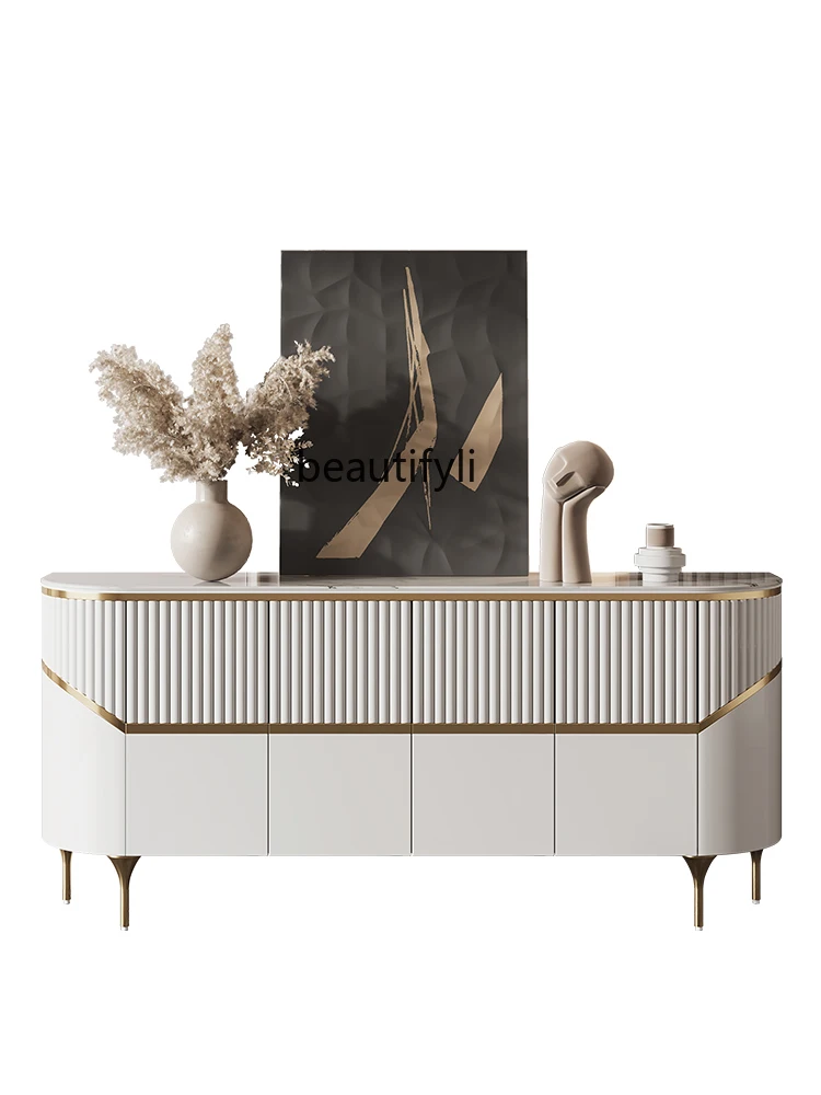 

Modern Simple Hallway Decorative Storage Wall Semicircle Stone Plate Sideboard Cabinet
