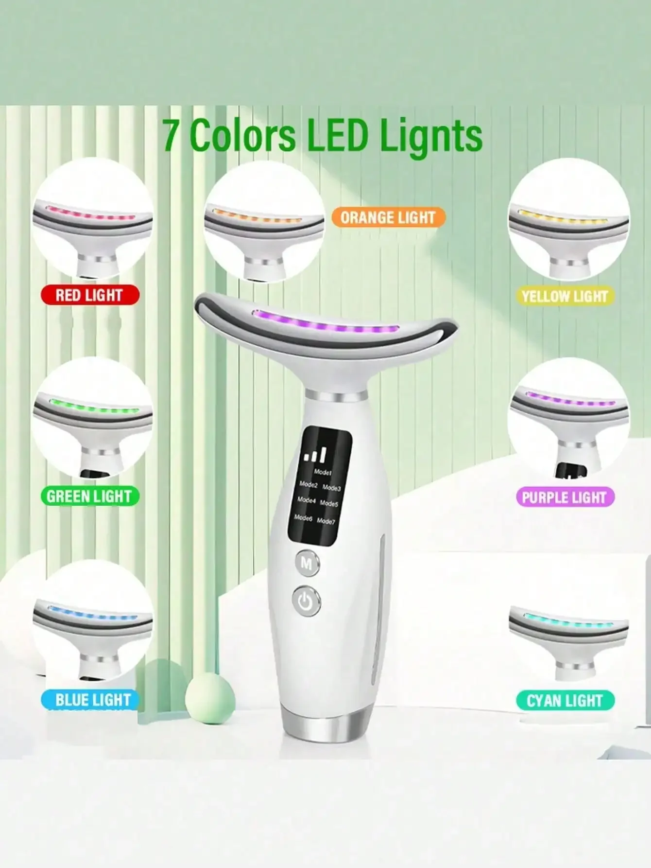 Appareil de beauté pour le cou avec luminothérapie et 7 vitesses_voghion.com