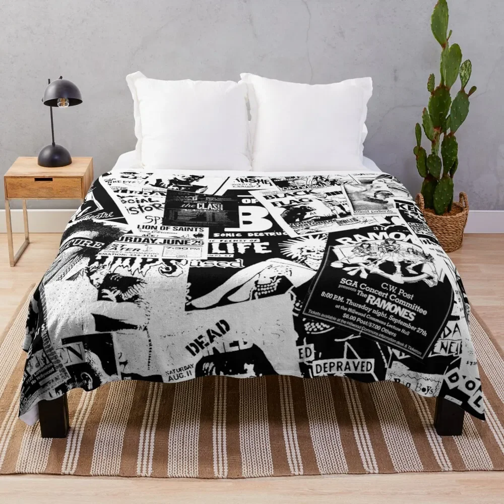 

Punk Flyers Collage Throw Blanket Soft Big Beautifuls Blankets