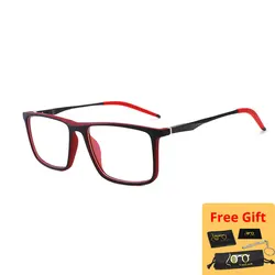 Blue Light Blocking Unisex Square Eyewear with UV Protection (Black Red)