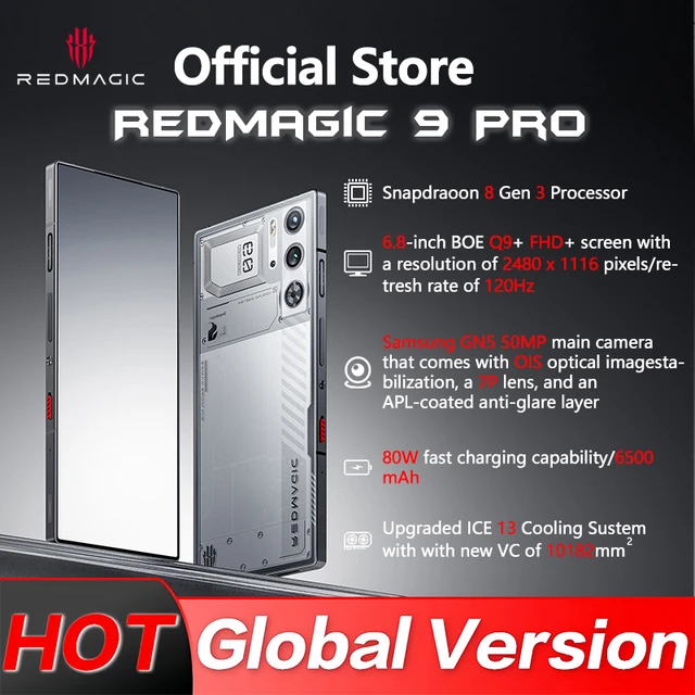 RedMagic 9 Pro Global Version smartphone Gaming Phone Snapdragon 8 Gen 3  6500mAh Battery 80W Fast Charging 5G Esports Phone - AliExpress