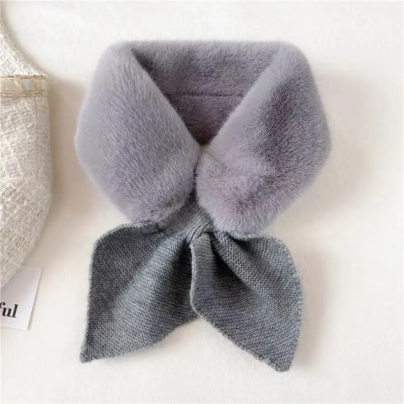 Winter Warm Plush Baby Scarf Cute Caroon Bears Boy Girl Scarves Newborn Toddler Faux Fur Children Cross Neckerchief Baby Shawls