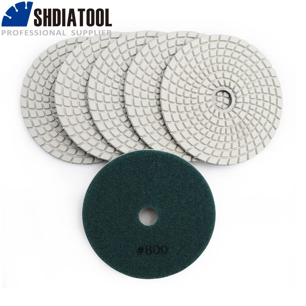 shdiatoo 6pcs diamond flexible dry polishing pad 4 100mm grit 800 stone granite marble sanding disc resin bond polisher disc SHDIATOOL 6pcs 4