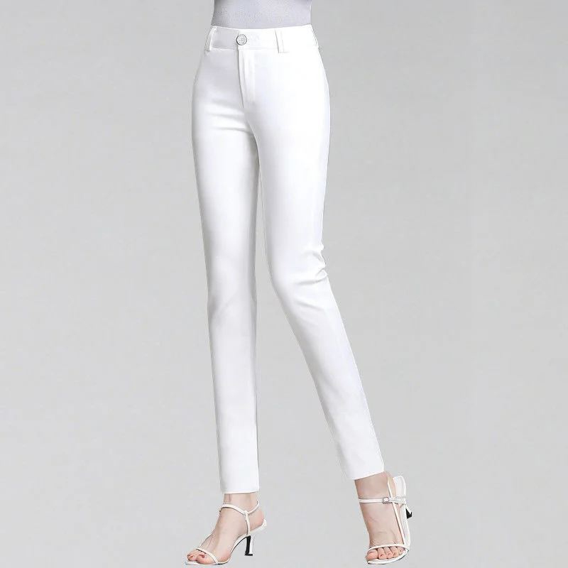 nike capri Elegant High Waist Women Suit Pants Spring Summer Casual Pencil Trousers White Office Ladies Ankle-Length Pants Femme Pantalon jeans pant Pants & Capris