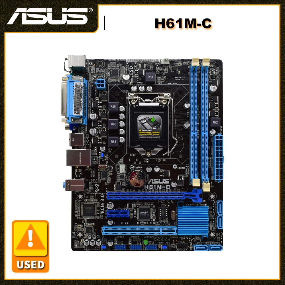 ASUS H61MC PC Motherboard LGA 1155 Intel H61 DDR3 16GB Support Intel