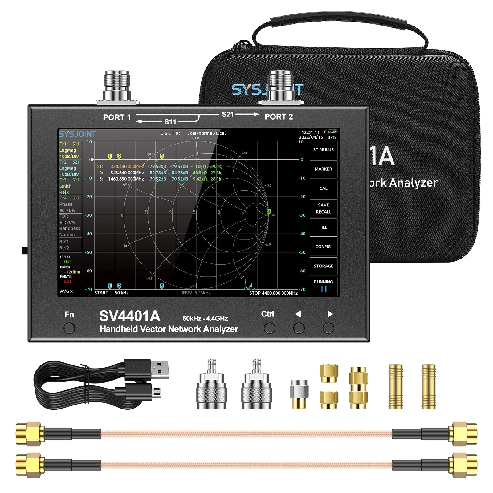 NanoVNA SV4401A Vector Network Analyzer 7" Touch LCD 50KHz-4.4GHz Antenna Analyz