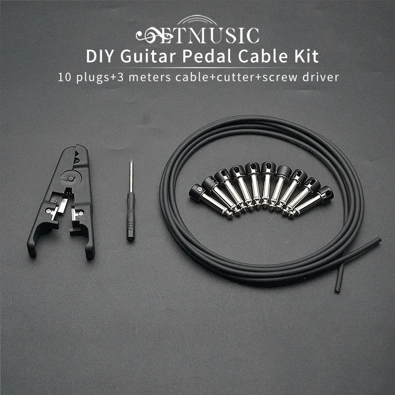 

10 Solderless Cable Kits Connections Design Guitar Cable DIY Guitar Pedal Patch Kit Black Cap Plug 3M Cable