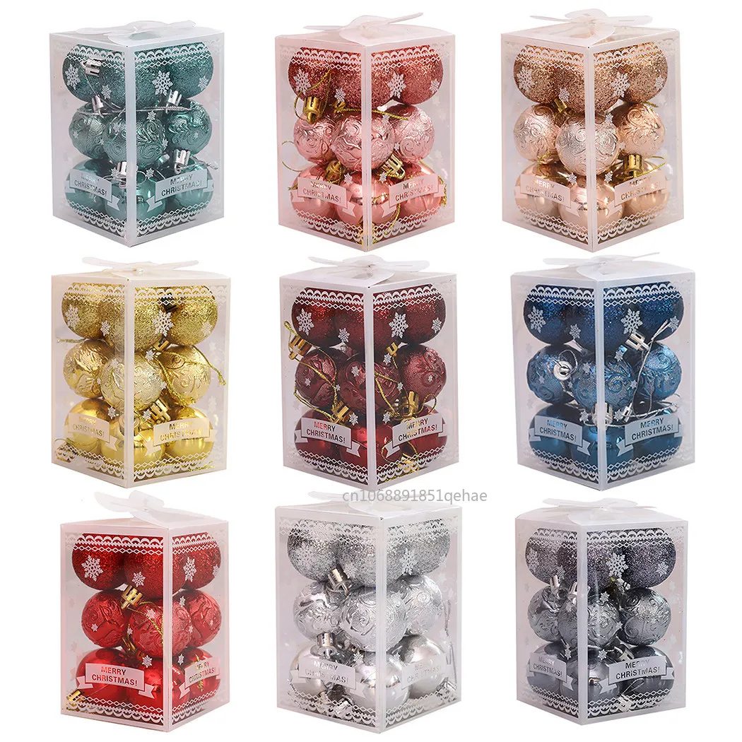 12PCS 4cm Christmas Ball Xmas Tree Balls Hanging Pendant Decoration Plastic 2025 Xmas Party New Year Accessories Ornament Decor