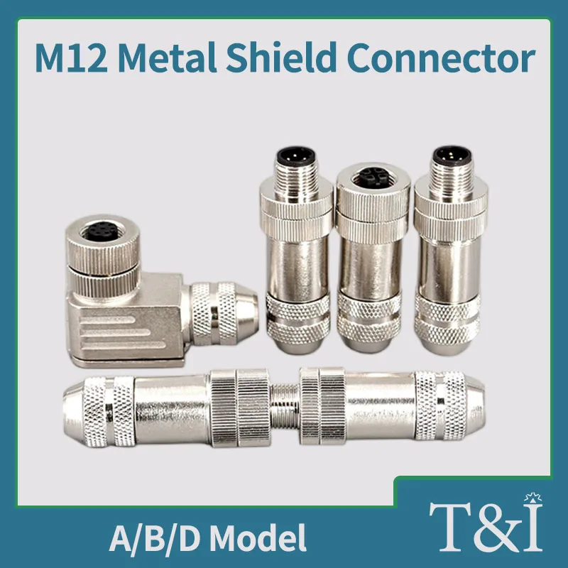 

5/10/20PCS M12-Type Mental Shield Connector A/B/D Buckle 4/5/6/8/12/17Pin Male Female Straight Head Sensor Aviation Plug Socket