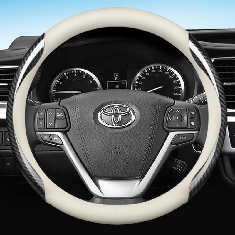 

Leather Car Steering Wheel Cover for Toyota RAV4 Land Cruiser Camry Aqua Prado Corolla Non-slip 38cm Auto interior Accessories