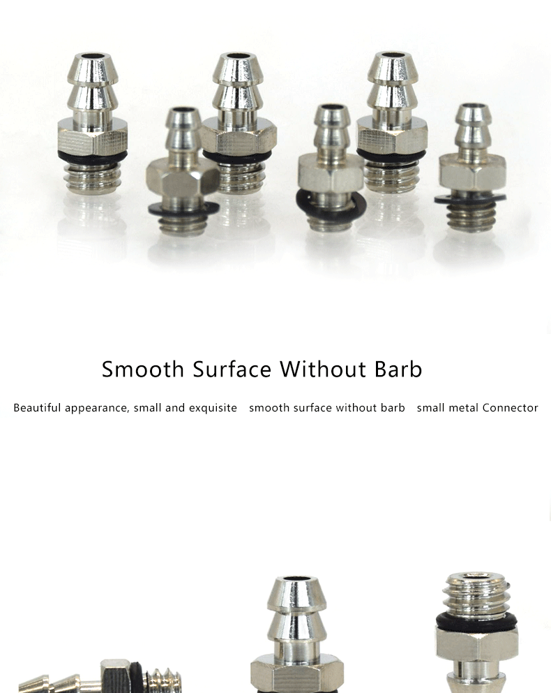Description Picture 4 of item100pcs Pneumatic Fittings 5.5mm/3.5mm/1.5mm Air Pneumatic Hose To M5/M3 Male Mini Barb Fitting M-5AU-6/M-5AU-4MM Copper Connect