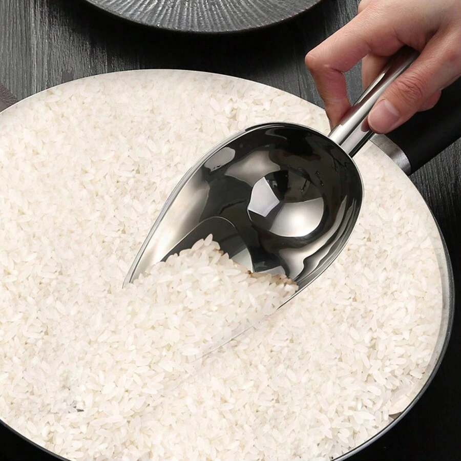 Stainless Steel Ice Shovel Flats Bottom Bar Tool Supermarket Rice Sugar Block Tea Shovel