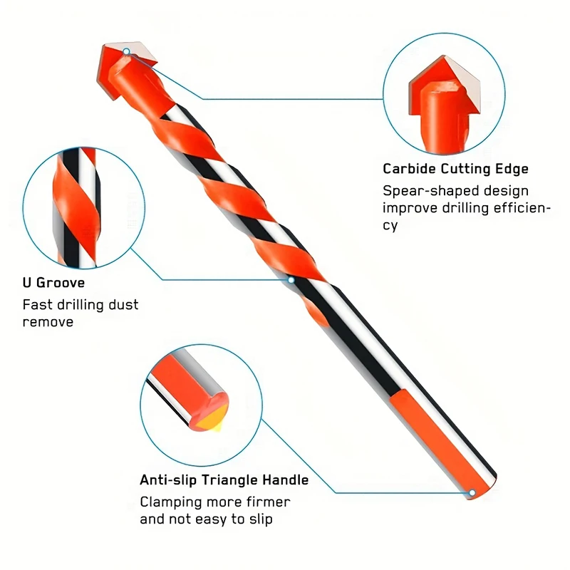 16 buc carbură de tungsten burghiu set pentru metal oțel porțelan ceramică faianță beton cărămidă lemn instrumente de găurit 3-12 mm_voghion.com