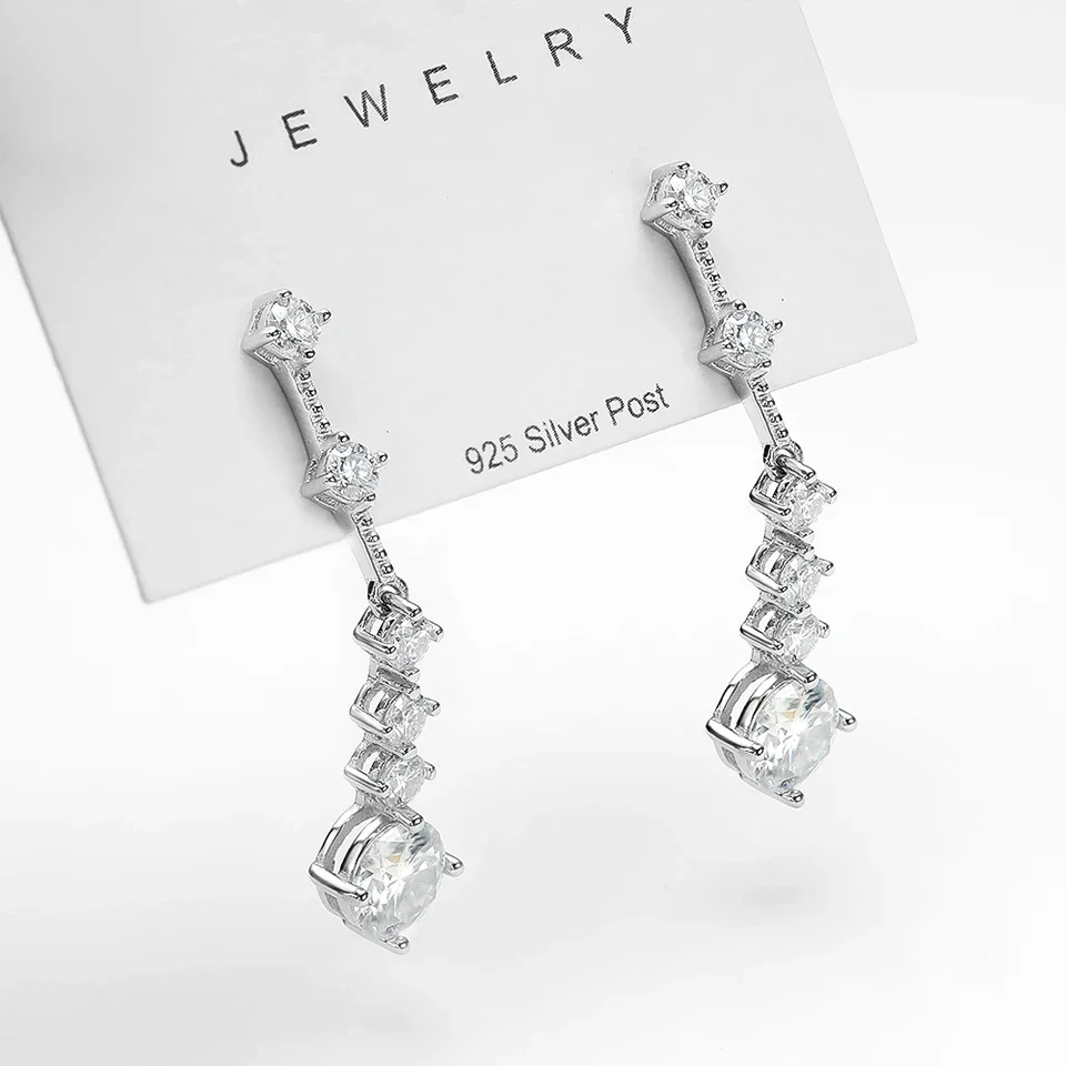 3CT Moissanite Drop Earrings For Women 925 Silver Earrings Original Certified D Color VVS1 Diamond Luxury Jewelry Christmas Gift