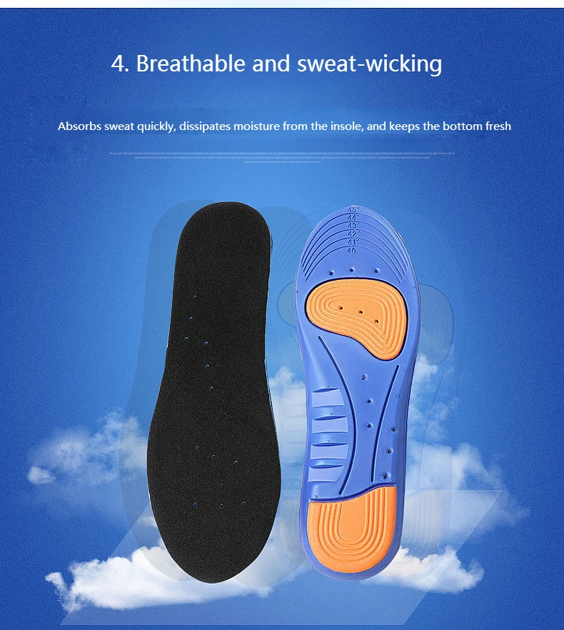 NEW Memory Foam Sport Comfortable Orthopedic Insoles for Feet Man Women Insole for Shoes Arch Support Shoe Sole Running Shoe Pad