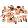 Natural Wood Children's Preschool Toys Fruits And Vegetables Simulation Play House Kitchenware Cognitive Wooden Model Toys 4
