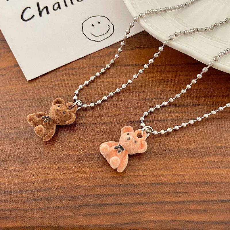 Dropship Cute Plush Bear Pendant Necklace For Girls Women Korean Fashion  Bear Long Sweater Neck Chain Necklaces Collar Jewelry to Sell Online at a  Lower Price