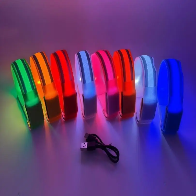 야간 달리기용 반사 스트립 야간 달리기용 암밴드 USB 충전식 LED 라이트..