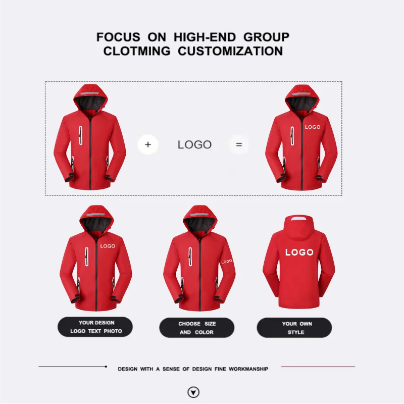 Jackets for Men and Women Waterproof Hooded Casual Wear Printed Embroidery Autumn Winter