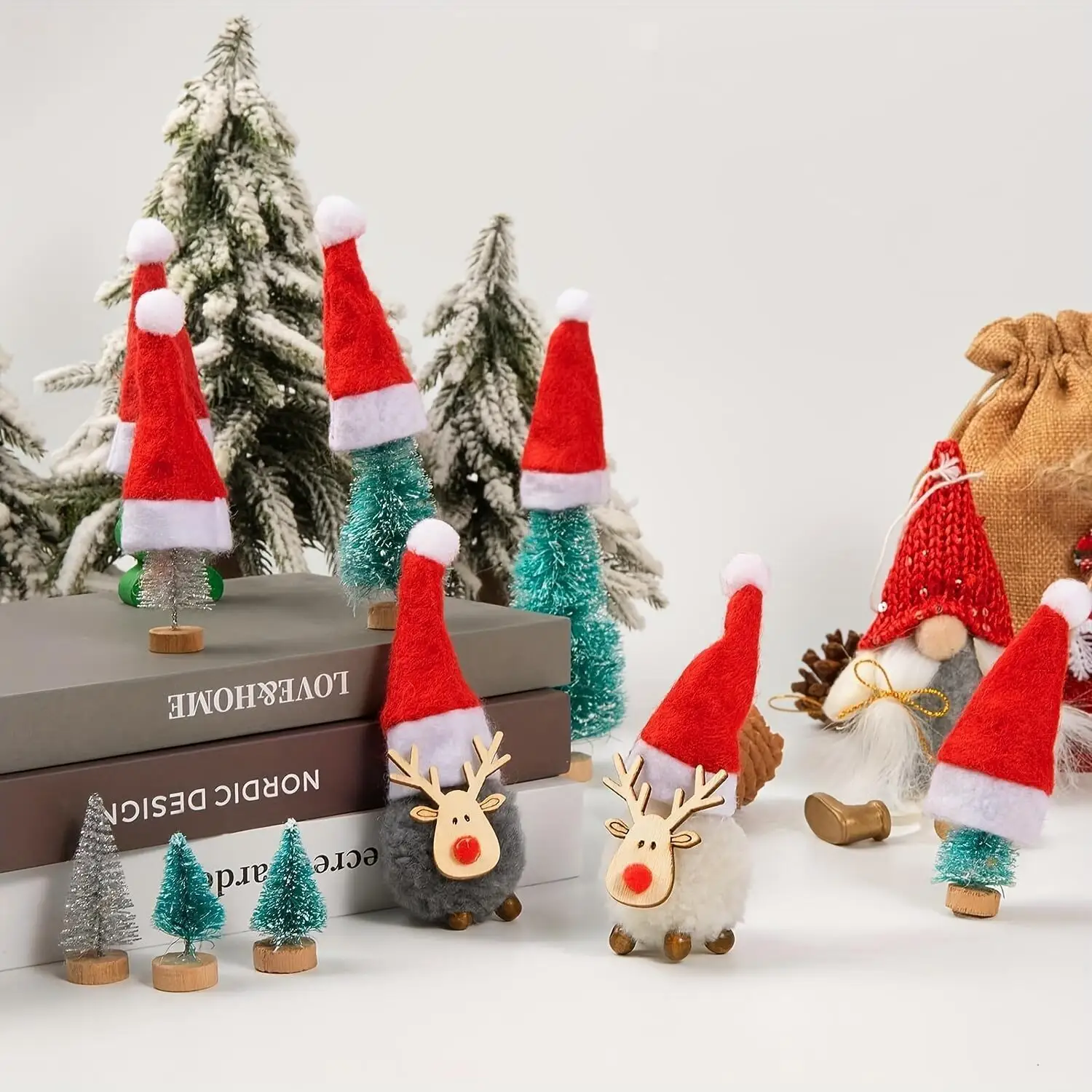 Christmas decorations Christmas hats non-woven hats knife and fork covers wine bottle decorations