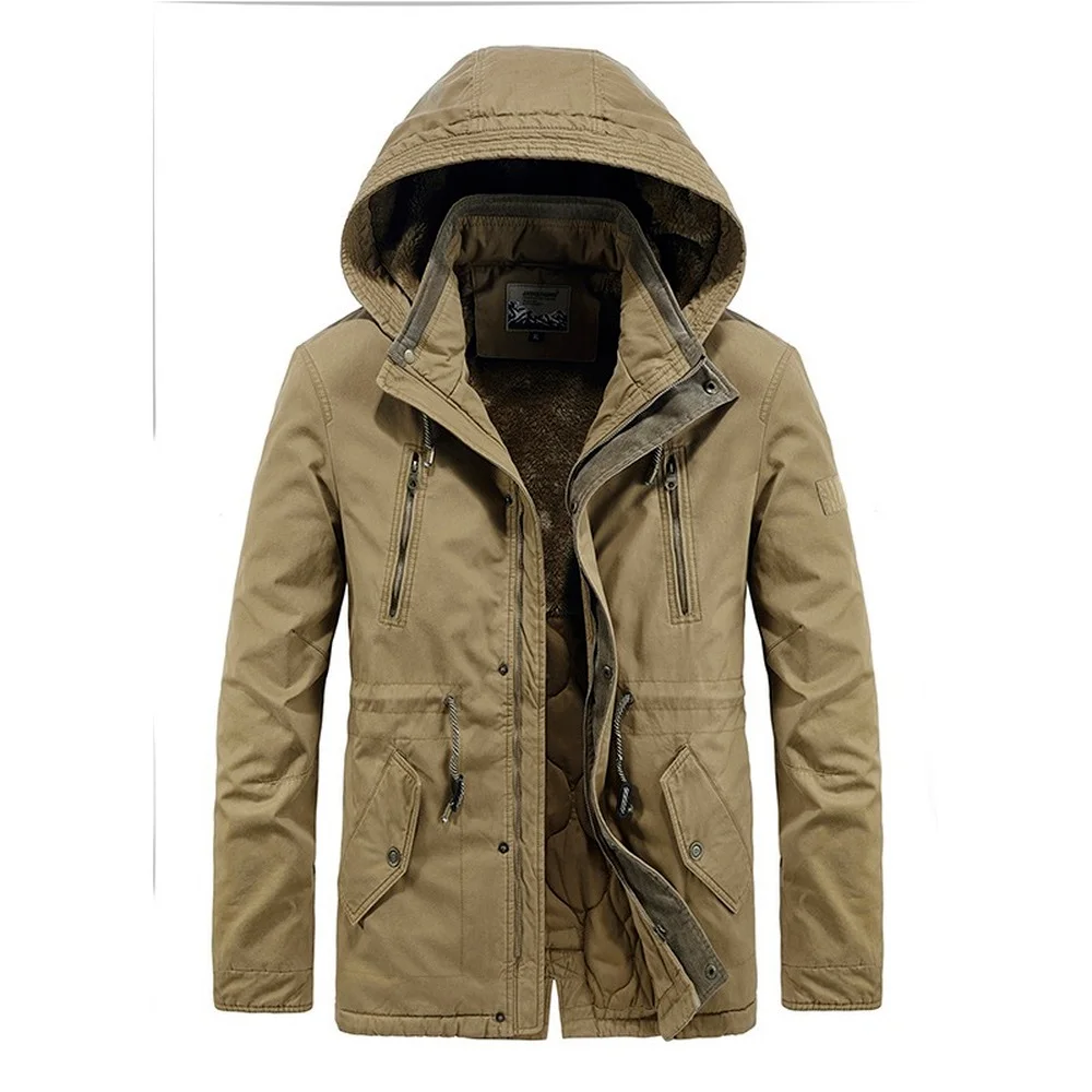 Men's Outdoor Jacket Detachable Hood Casaul Autumn Winter Military Hooded Parka Fleece Lined Thicken Warm Coat sweatshirt jacket down jacket puffer jacket cotton jacket parka coat parkas coat men bomber jacket