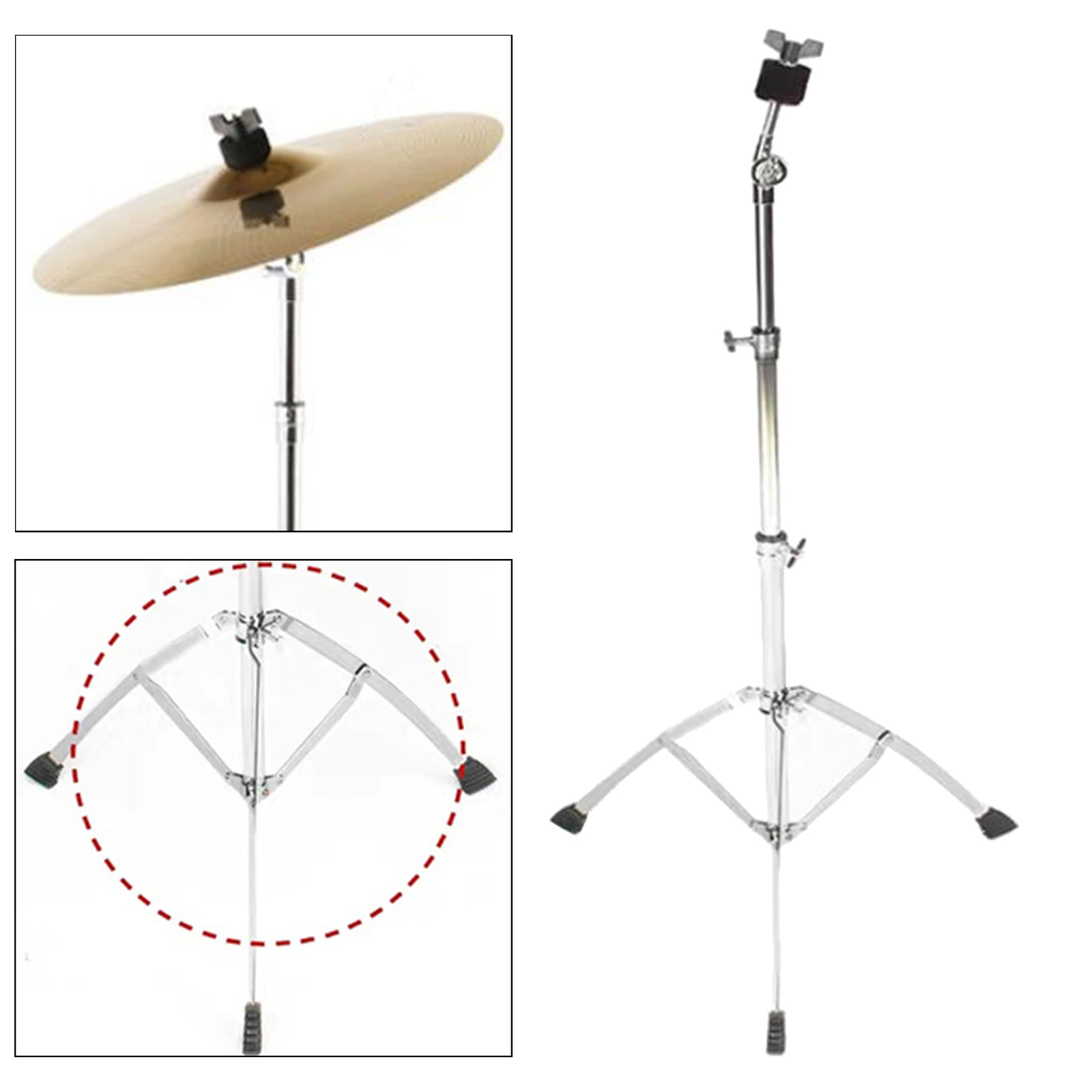 Metal Cymbal Stand Adjustable Stretchable Legs Triangle Bracket Cymbal Holder with Rubber Feet Musical Instrument Parts