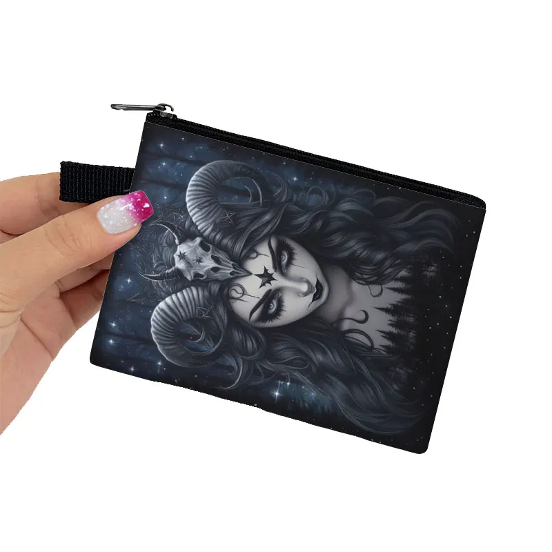 Gothic Girs and Dark Animal Portable Coin Purse Punk Style Small Storage Bag Dark Fantasy Key Card Holder Fairy Angle Coin Bag coin purse,women wallet,card wallet,coin wallet,change bag