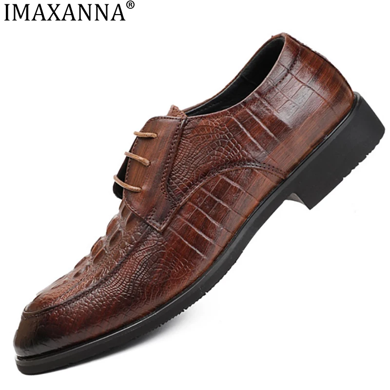 

IMAXANNA British Pointy Business Formal Leather Shoes Men's Top Layer Cowhide Fashion Men's Casual Leather Shoes Youth Lace Up