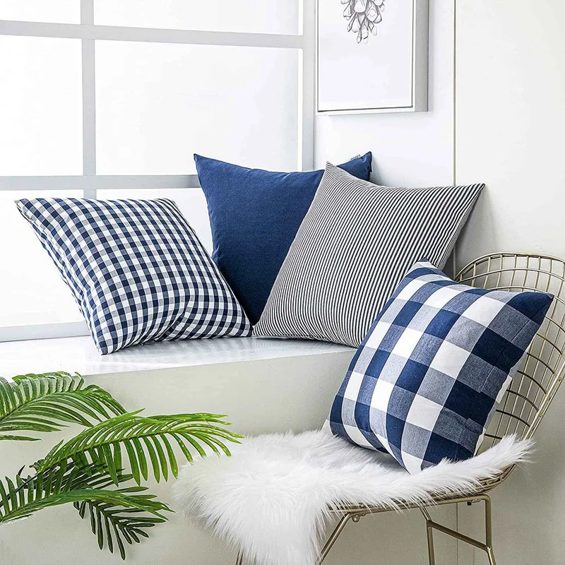 

Set Of 4 Cushions Square Design Durable Pillowcase For Bed Sofa Bedroom Chair Office 45X45cm