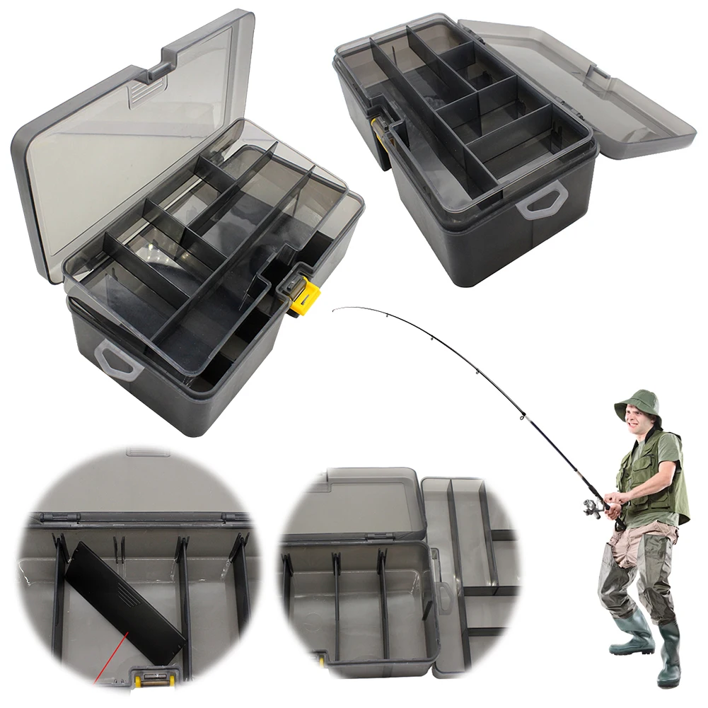 Double Layer Bait Lure Hook Accessories Box Waterproof Plastic Lures Hook Minnow Bait Storage Case Multifunctional Fishing Tool
