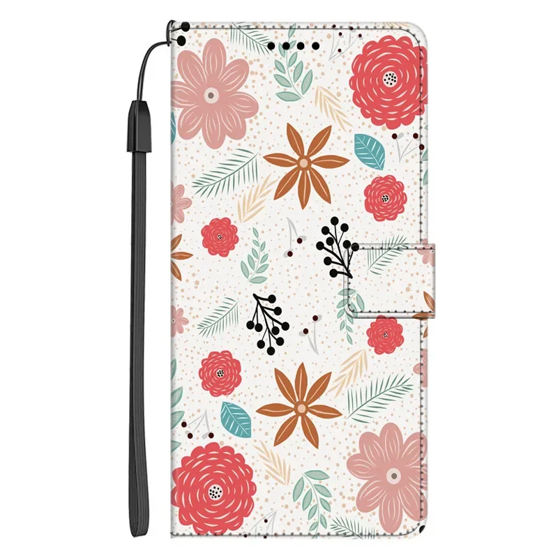 Luxury Leather Flip Case Wallet with Stand and Artistic Design