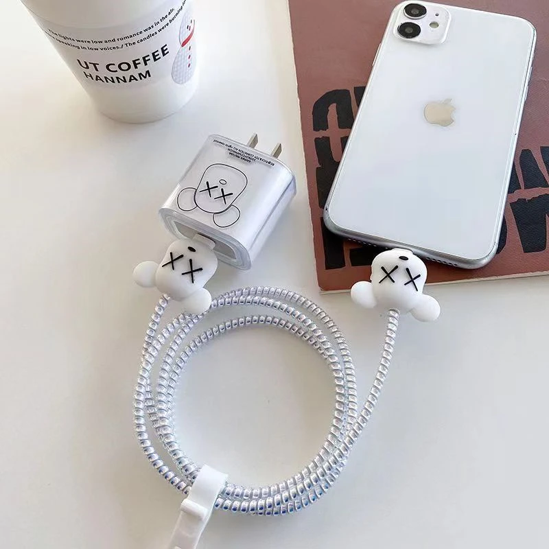 Cute Bear Charger Cable Protector Cable Cargador For Iphone 8 Cord Wire  Protector Saver Protection Cable Cover Osłonka Na Kabel - Cable Winder -  AliExpress