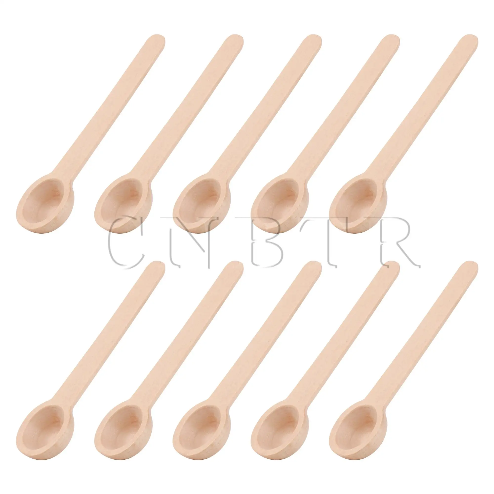 CNBTR 10 Pieces Mini Wooden Spoons for Spice Jars Seasoning 2.76" Length x 0.55" Dia
