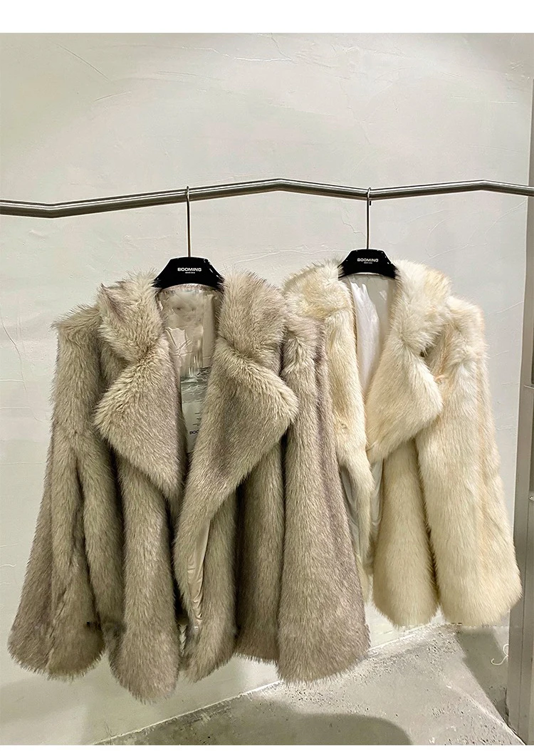 RomanticDesign Women's Long Lapel Faux Fur Jacket