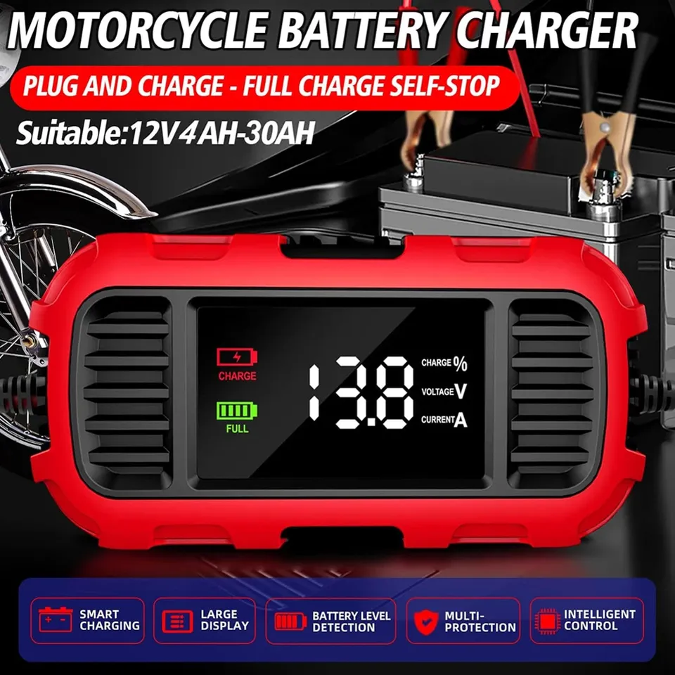 12V 2A Car Battery Charger Digital Display Smart Battery Charging Tool Battery Trickle Charger Maintainer for Car Truck Battery