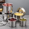 Stainless Steel Food Storage Organizer Can with Lid Round Grains Spice Box Durable Egg Sugar Bowl Stew Pot Home Kitchen Items 3