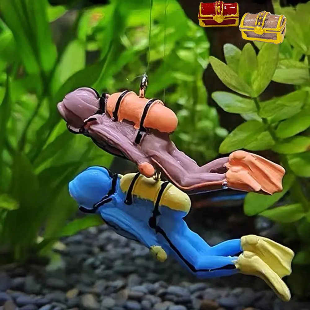 Fish Aquarium Diver Ornaments Mini Diver Simulato Floating Frogman Kawaii Figure In Miniatura Per La Decorazione Della Scena Del Serbatoio Di Pesce