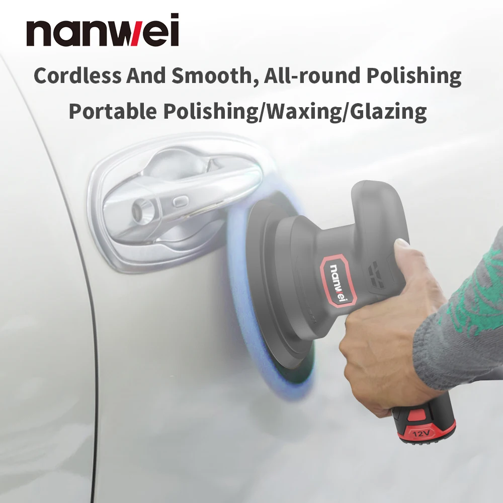 NANWEI 12V Mini Li-ion Polishing Machine Waxing Machine Vibrating Range 8mm 6 Speed Type-C Charging Interface